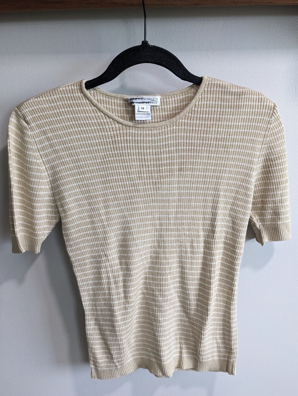 Saks 5th Avenue Real Clothes 100% Silk Short Sleeve Striped Top Size Medium